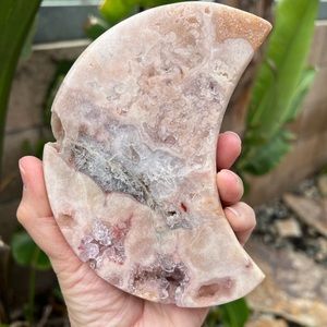 Pink Amethyst Quartz Crystal Druzy Moon